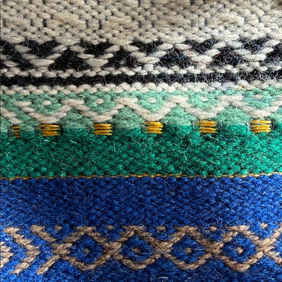 New Handmade Wool Blend Drawstring Blanket Bag Purse Dove Olive Branch 15x15 - Picture 11 of 13